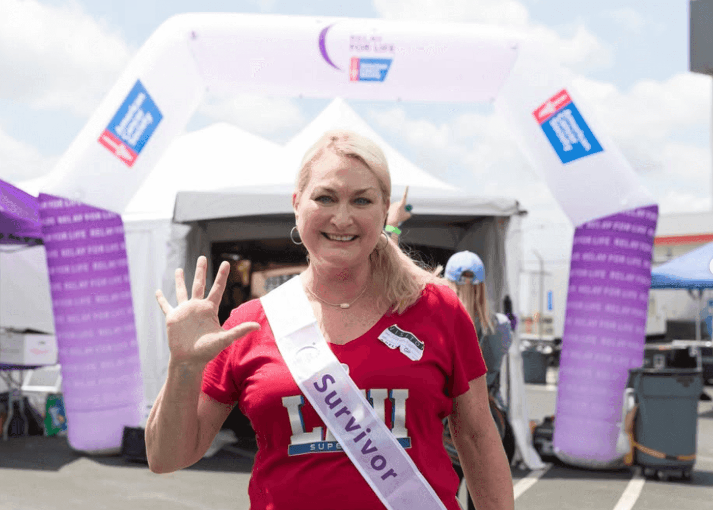 A cancer survivor at a Relay For Life event